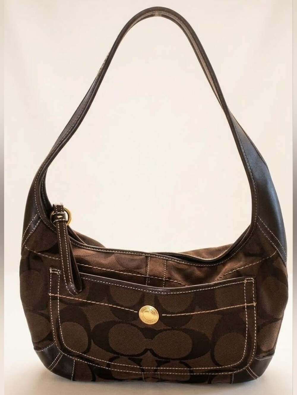 Vintage Y2K Coach Ergo Signature Jacquard Hobo Bag Brown Brass Flap EUC